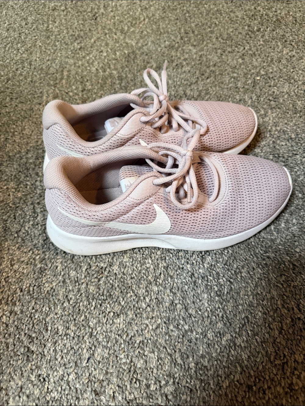 Nike Women's Pale Pink Mesh Running Sneakers with White Swoosh